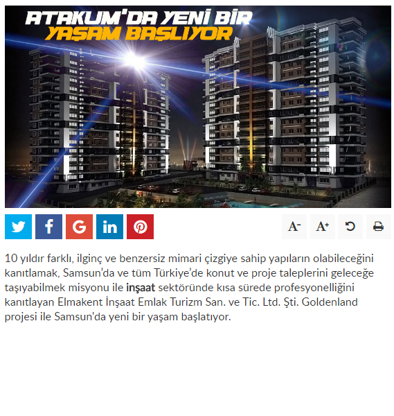 Atakum' da Yeni Bir Yaşam Başlıyor.